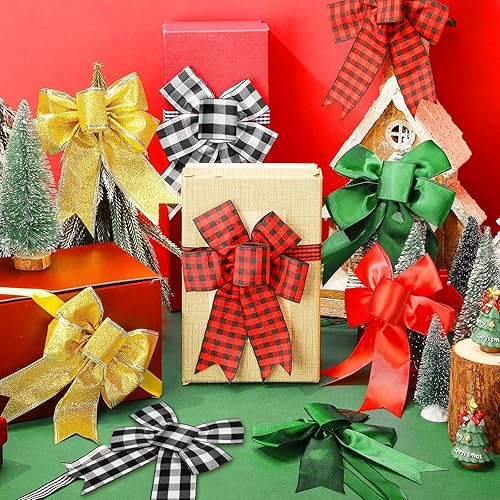 Miniatura 2 de 50 lazos elásticos con lazos de 20 a 24 pulgadas para envolver regalos, lazos elásticos de regalo para cajas de regalo de Navidad (multicolor)