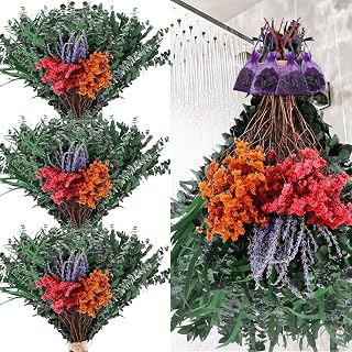 256 Pcs Mixed Real Dried Eucalyptus Stems, Natural Preserved Eucalyptus Leaves with Rose & Lavender Flower Sachet Bundles, Greenery for Hanging Shower, Plant Fragrance, Wedding Decor