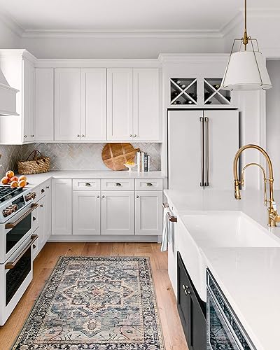 Loloi II Hathaway HTH-01 - Alfombra con estampado de color azul marino, diseño vintage y oriental desgastado, 1pie 6pulgadas x 1pie 6pulgadas,