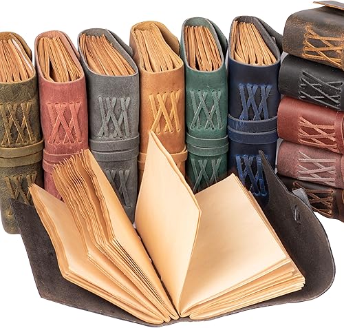 Miniatura 7 de LEATHER VILLAGE Diario encuadernado en cuero, marrón fucsia, 7 x 5 pulgadas, 220 páginas, diario vintage de papel en blanco para escribir, dibujar,