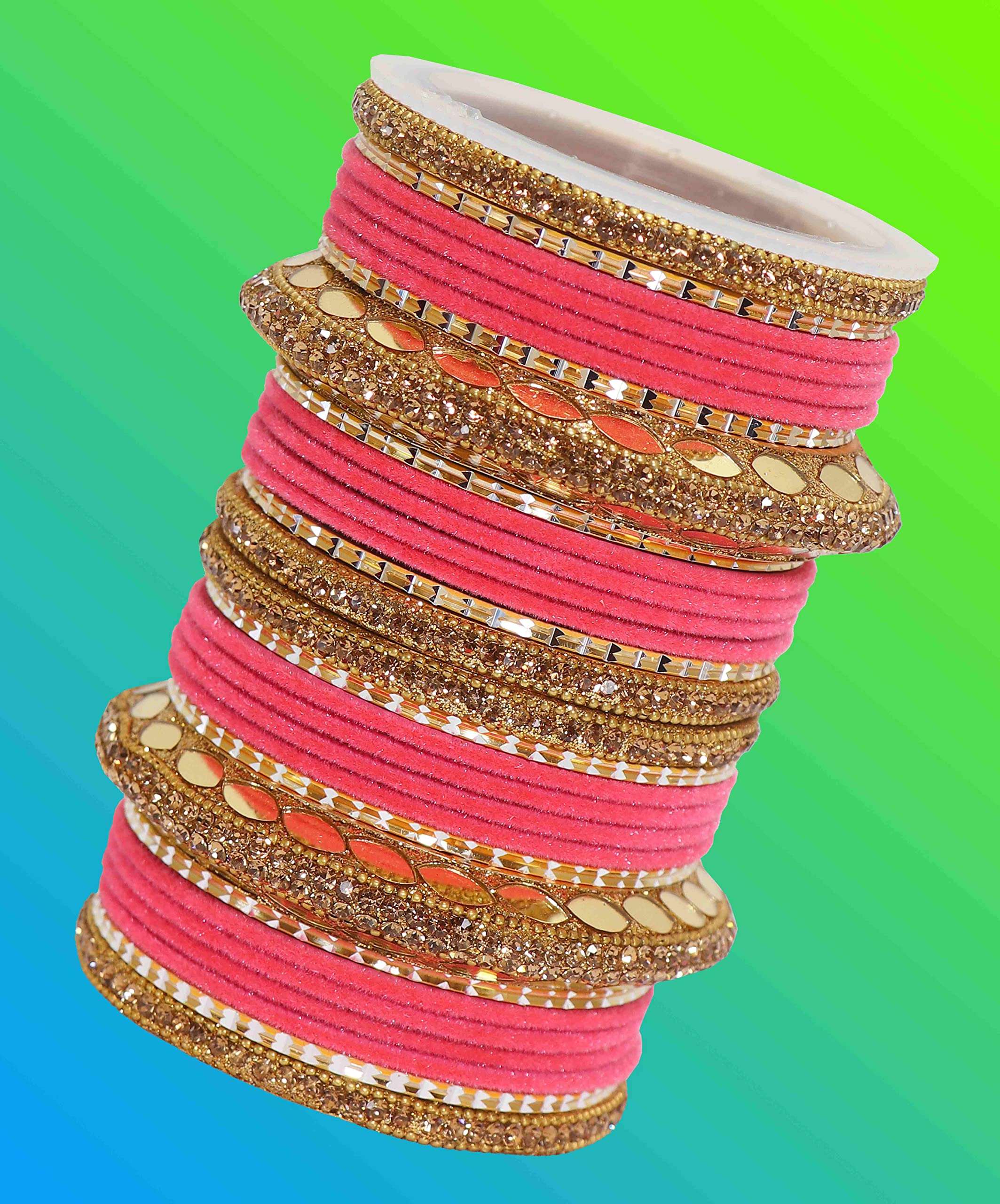 Zircon Gemstone Velvet Chuda Set For Girls