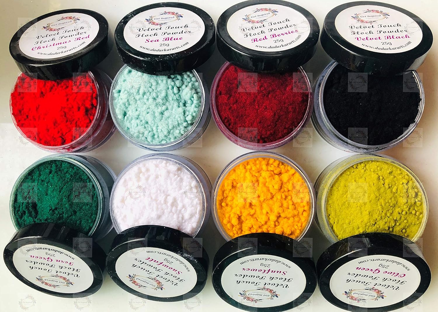 Assorted Velvet Touch Flock Powders by Get Inspired 8 Jars