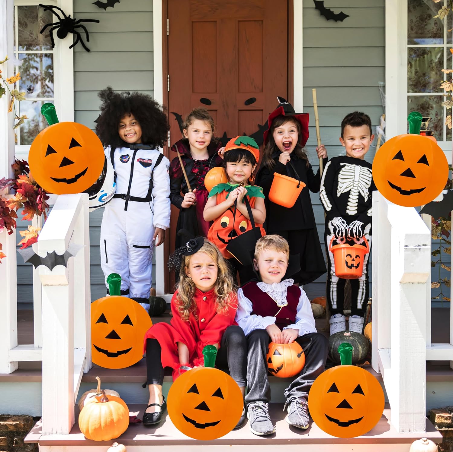 The Dreidel Company 6 Halloween Pumpkin Inflatable Decorations, 16 Tall 6-Pack Halloween Pumpkin Decor