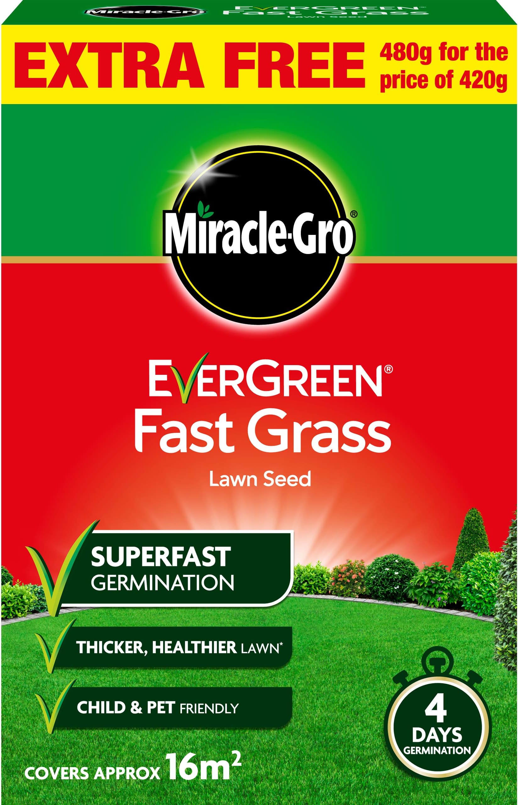 Miracle-Gro EverGreen Fast Grass Lawn Seed 480g