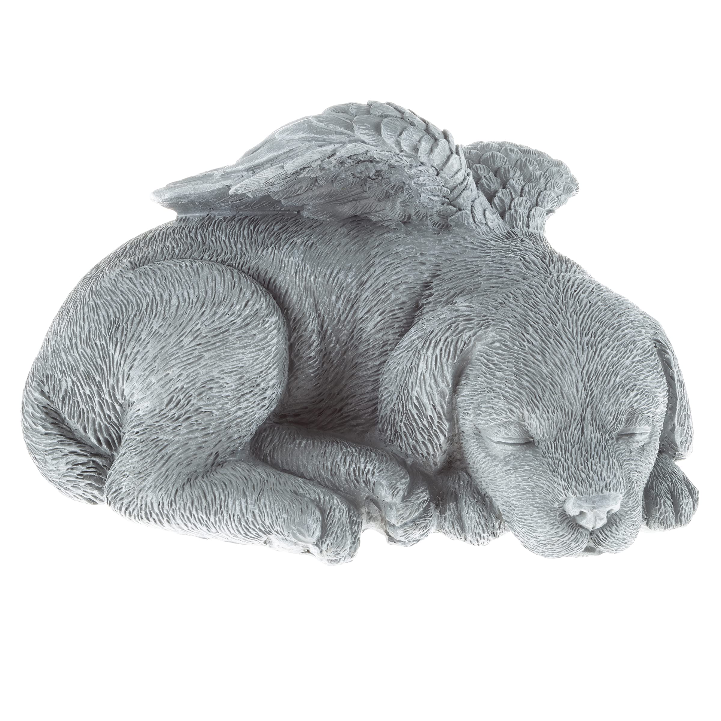 Pure Garden Sculpture Pet Memorial Statue, Sleeping Angel Dog, Stone Finish