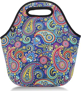 LOVAC Neoprene Lunch Bag, Thick Insulated Lunch Bag - Durable & Waterproof Lunch Tote With Zipper For Outdoor Travel Work(Retro2)