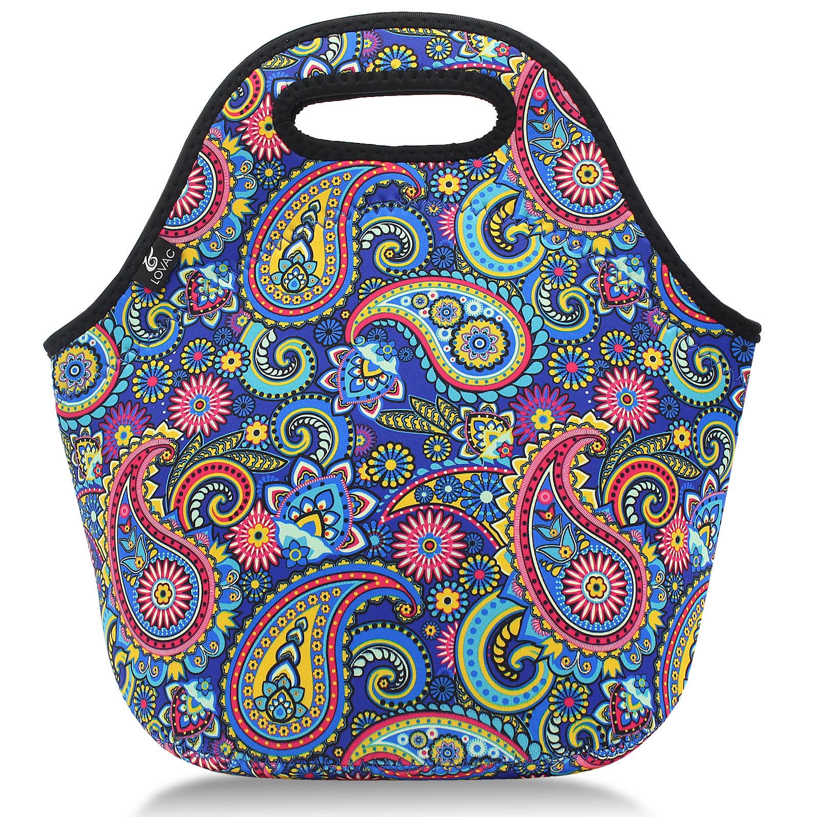 LOVAC Neoprene Lunch Bag, Thick Insulated Lunch Bag - Durable & Waterproof Lunch Tote With Zipper For Outdoor Travel Work(Retro2)