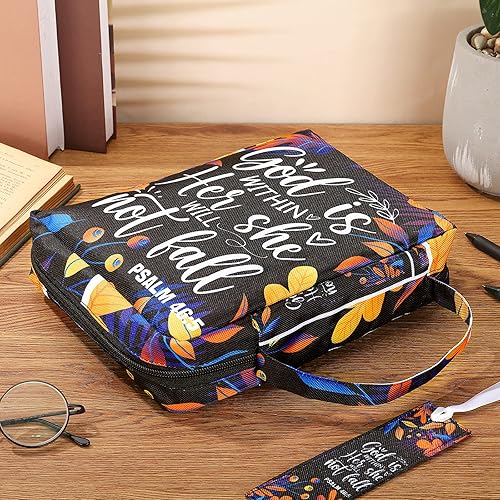 Miniatura 3 de Laumoi Funda para la Biblia para mujer, funda para Biblia de 10 pulgadas, bolsa de transporte religiosa grande para mujeres, regalo de libro