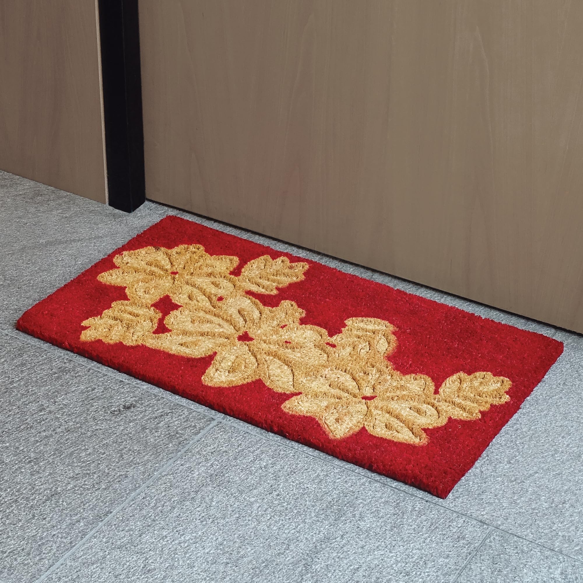 Comart - Felpudo Coco Rio - Antideslizante - 40x70 - Flores Rojas