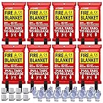 JJ CARE Fire Blanket - 8 Packs with Hooks and Gloves - Emergency Fire Blanket for Home & Kitchen, High Heat Resistant Fire Suppression Blankets for Home Safety, Kitchen, and Camping