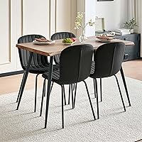 Vista 11 de Juego de 4 mesas de comedor para 4 personas con sillas blancas Boucle, mesa de centro rectangular moderna de mediados de siglo, mesa de cocina