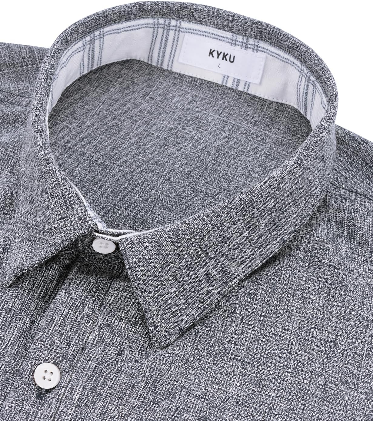 KYKU Men's Button Down Shirts Short Sleeve Casual Summer Beach Vacation Wedding Shirt, Inner Contrast, with Pocket