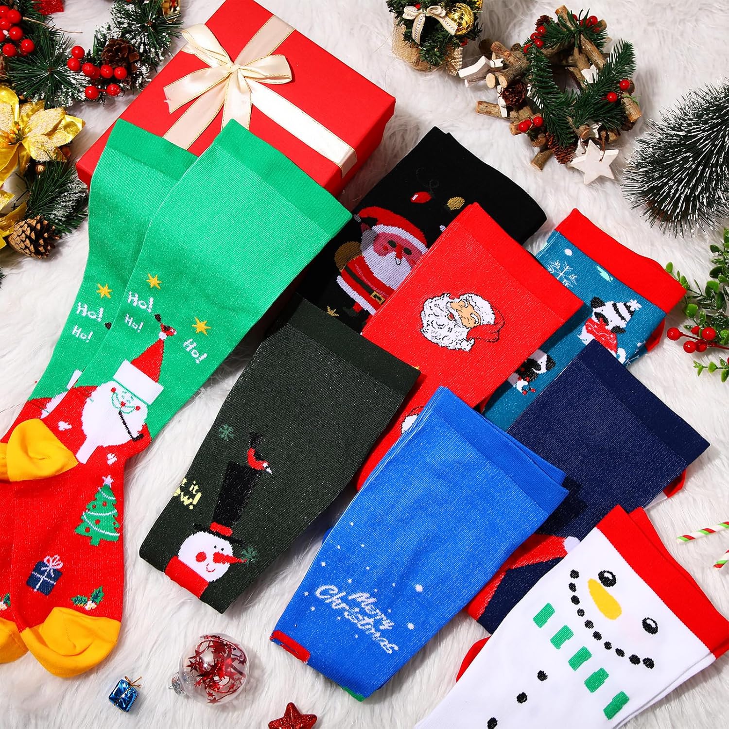 8 Pairs Plus Size Compression Socks for Women Men 20-30 Mmhg Wide Calf Extra Large Knee Support Socks for Nurse Running Circulation - Image 2