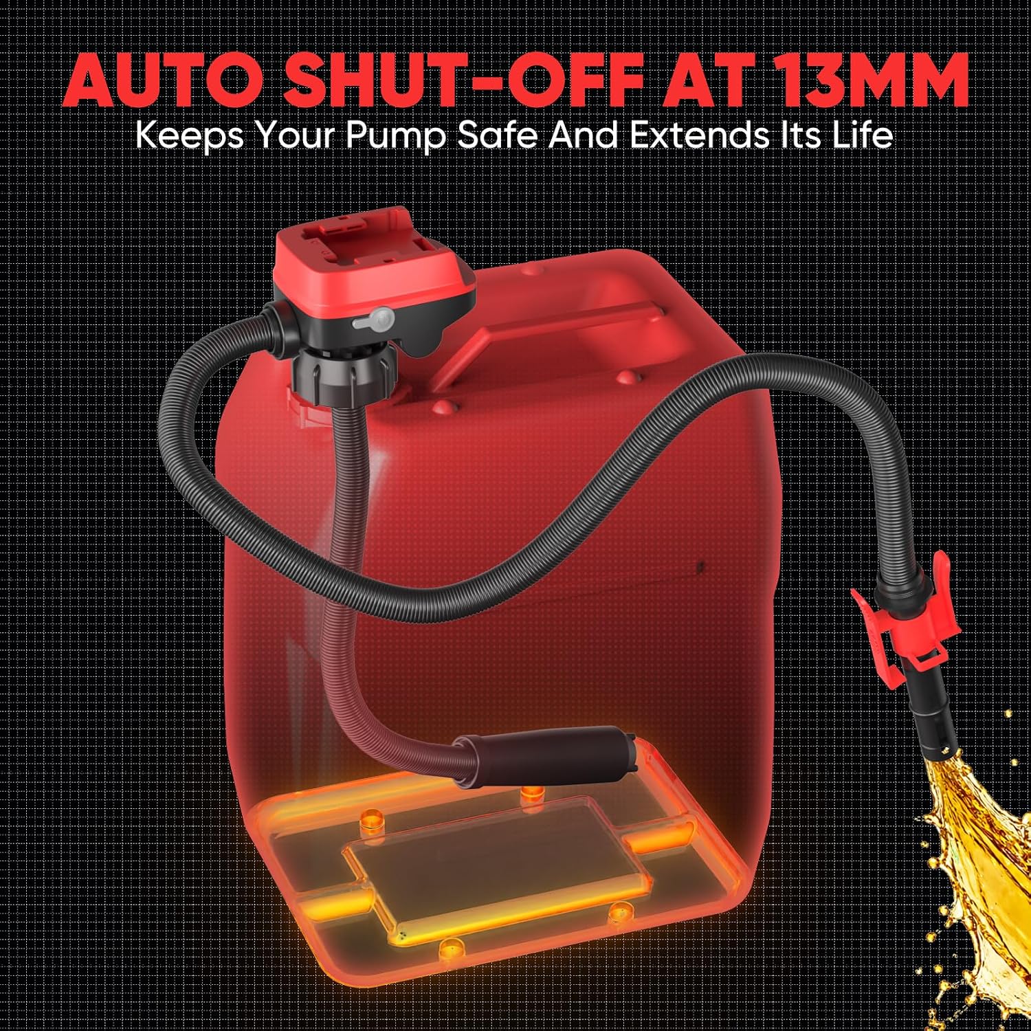 5 GPM Battery Powered Fuel Transfer Pump with Auto Shut-Off & Beep Alert, Cordless Gas Can Pump Compatible with DeWalt 20V & Milwaukee 18V, 51" Hose for Oil Change, Small Engines, Boats, ATV, UTV