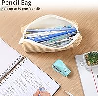 Vista 5 de Pencil Bag Pen Case, Soft Corduroy Small Pencil Pouch Organizer with Zipper, Cute Pencil Case Pouch Stationery for Girls and Boys – Apricot