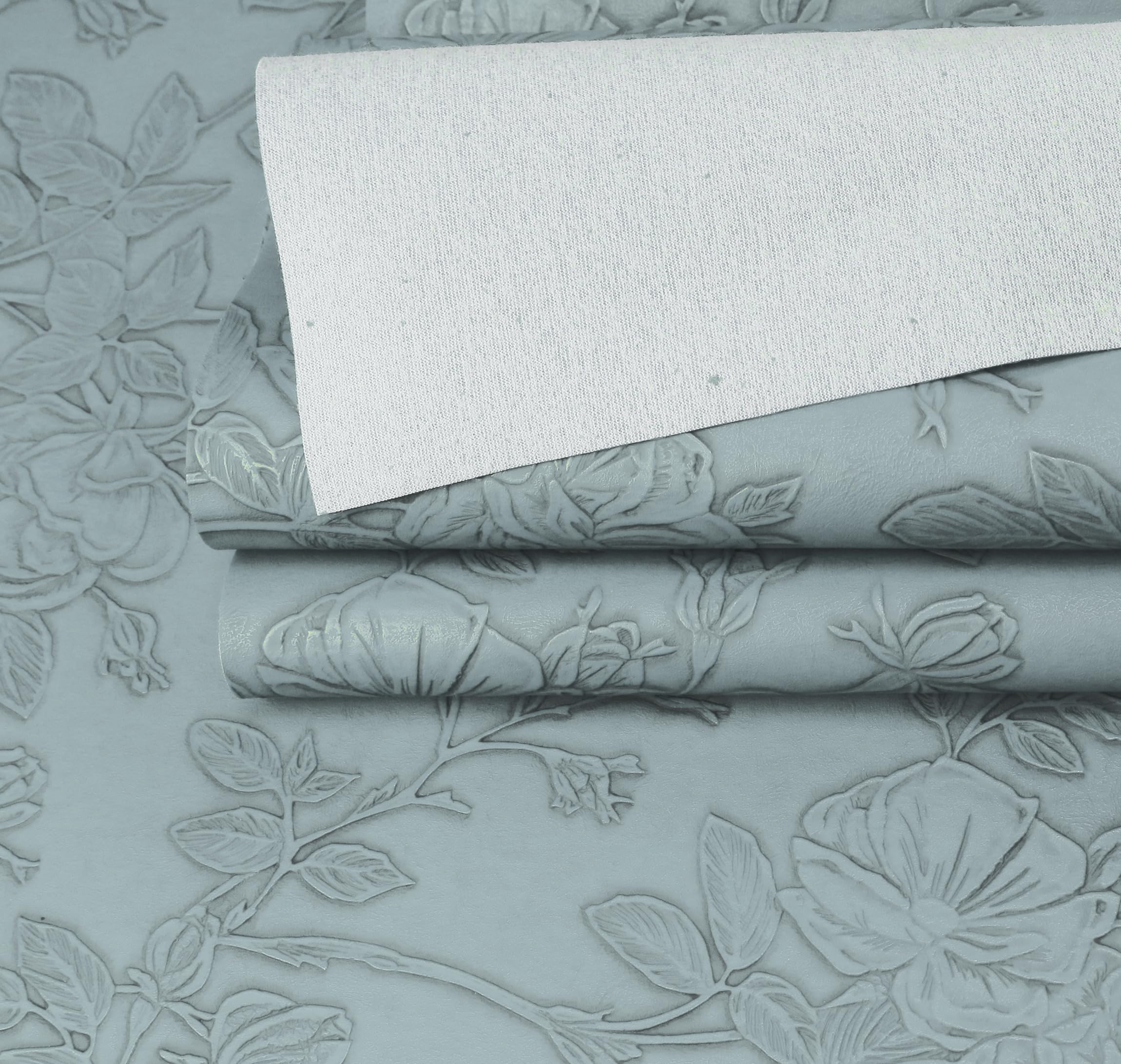 A-Express Floral Faux Leather Fabric, Embossed PU Vinyl Material, 140cm 55" Inches Wide, 430 GSM by The Metre - Image 2