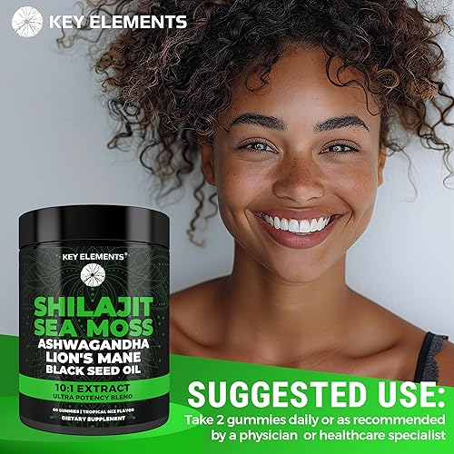 Miniatura 8 de Gomitas Shilajit orgánicas con gomitas de musgo marino - Suplemento Shilajit para apoyo inmunológico - Shilajit puro del Himalaya y Ashwagandha con