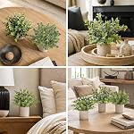 Der Rose 3 Pack Mini Potted Fake Plants Artificial Plastic Eucalyptus Plants for Home Office Desk Farmhouse Room Decor Indoor