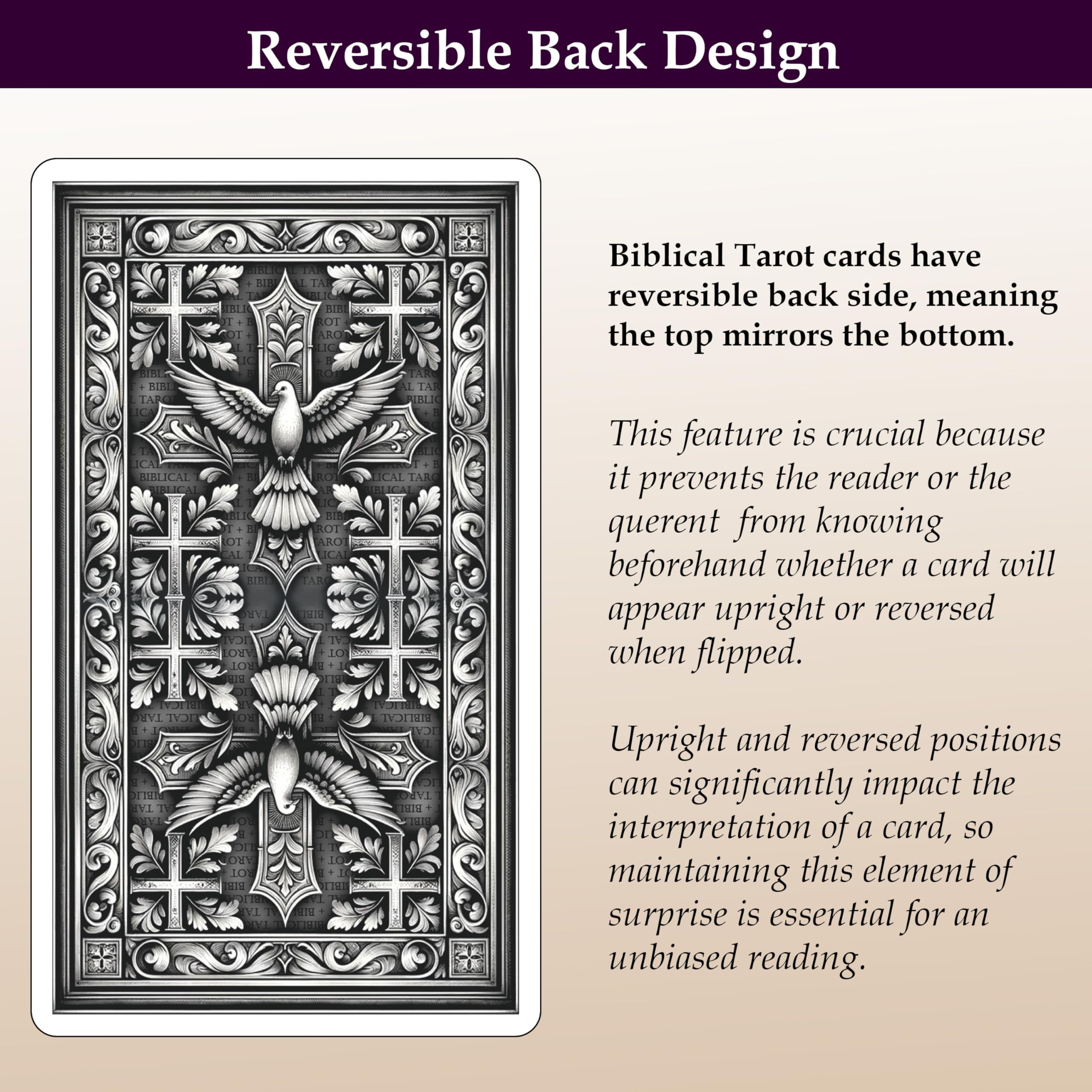 Deck: A 78-Card Deck & Guidebook Einzigartig, basierend auf der Weisheit der Bibel Premium Qualität Flexibel und leicht zu mischen Hochdetaillierter Druck Volle Größe - 4,75 x 2,75
