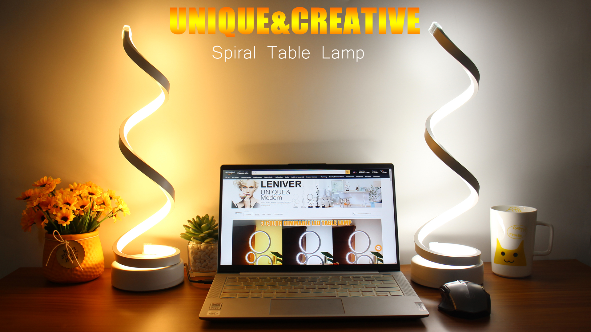 lvbde  LENIVER LED Table Lamp, Modern Minimalist Dimmable Spiral