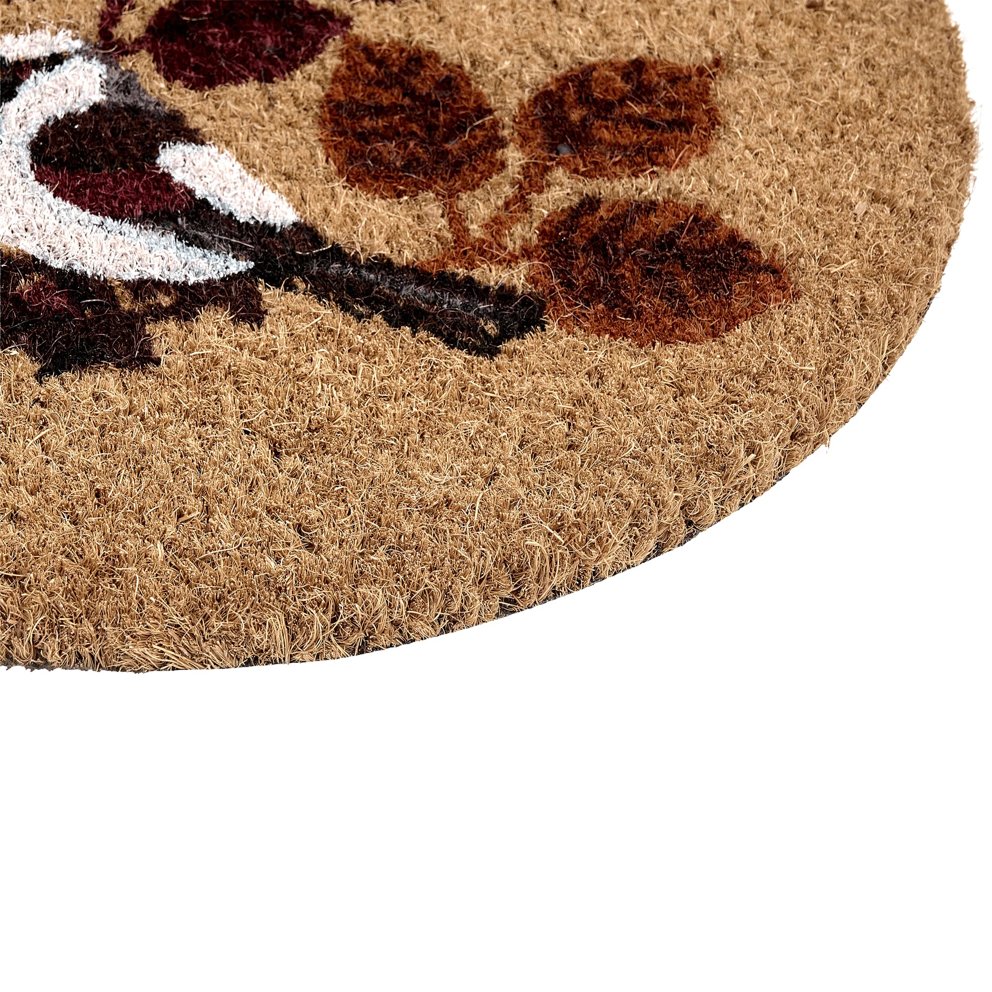 Beliani Paillasson Moderne en Fibre de Coco 45 x 75 cm Motif Oiseaux Antidérapant en PVC Intérieur Extérieur Naturel Toolik