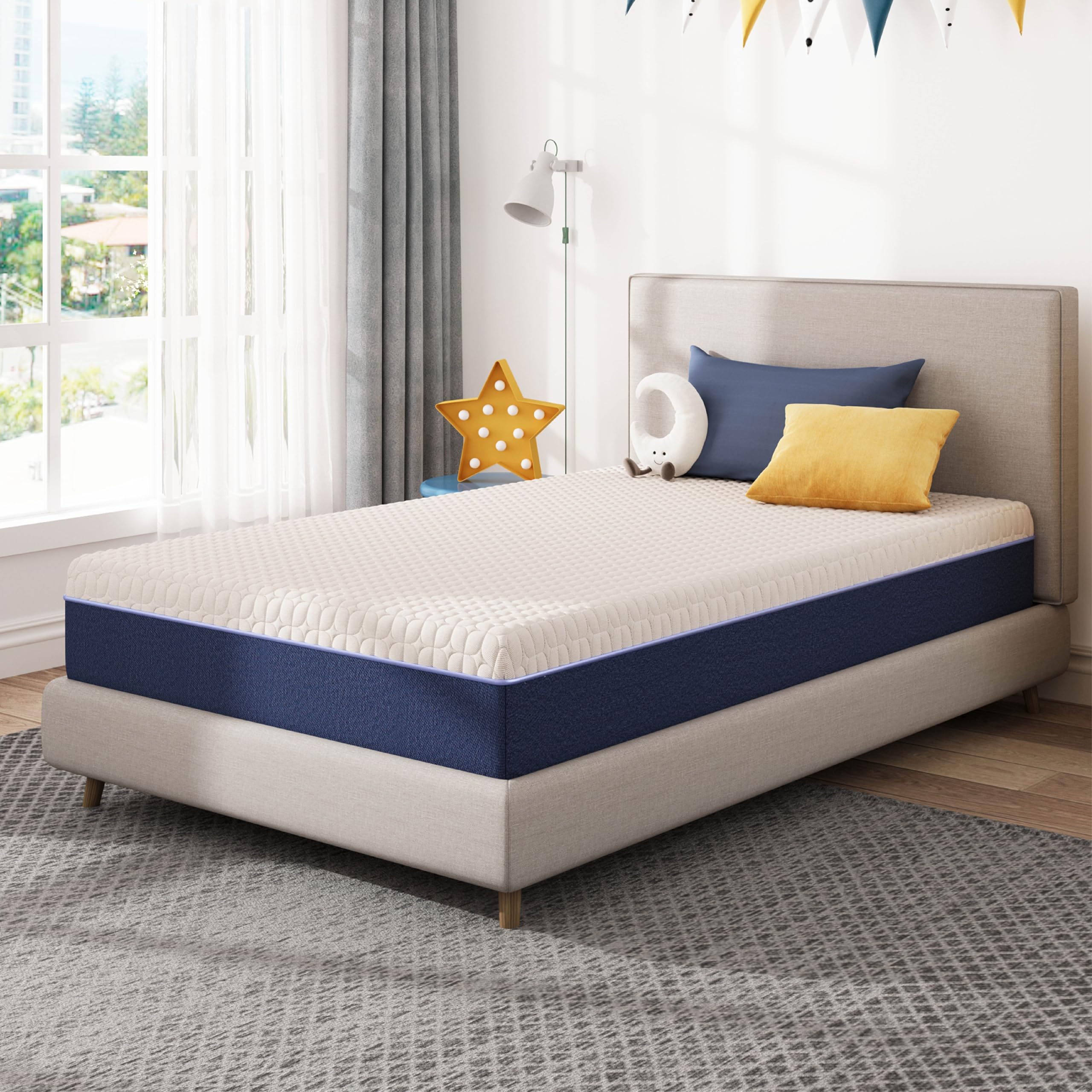 Gelsea 6 Inch TwinXL Size Mattress for Kids, Gel Cooling Memory Foam Mattress in A Box, Medium Firm Feel for Back Pain Relief, CertiPUR US Certified