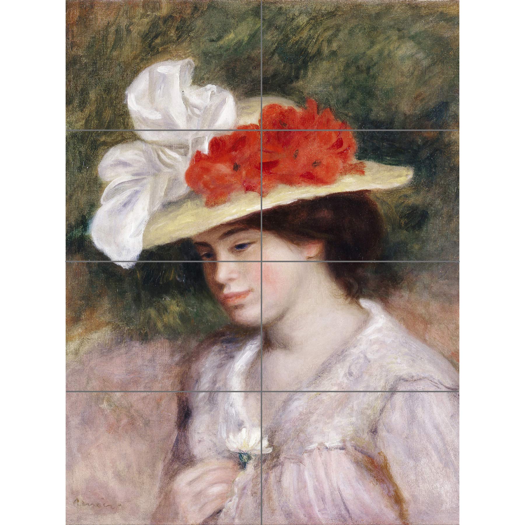 Artery8 Pierre Auguste Renoir Woman In A Flowered Hat XL Giant Panel Poster (8 Sections)