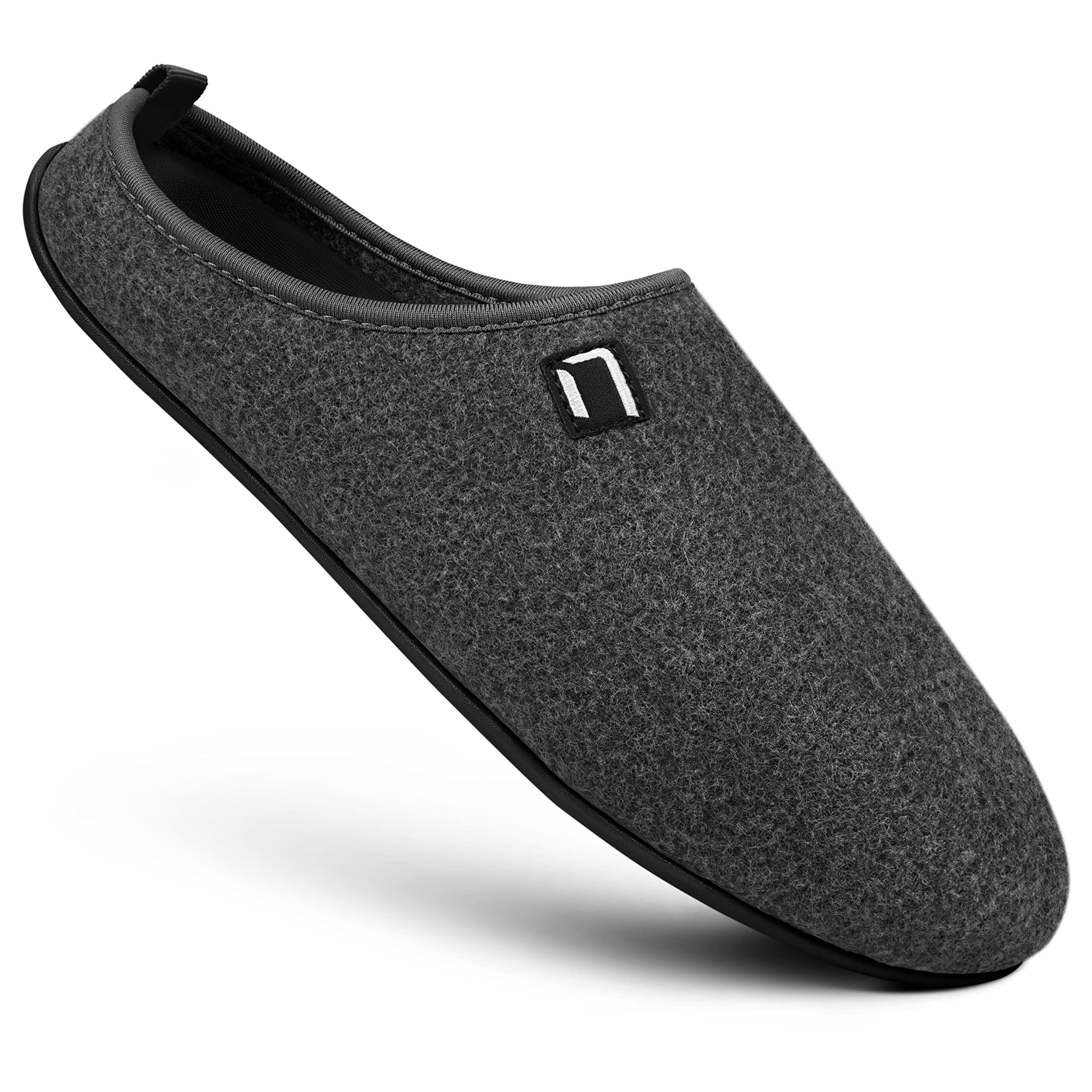 Nanga Erwachsene - Unisex Wool Slipper - Hausschuhe für Damen & Herren, Unisex Filz-Pantoffeln, Slipper mit Rutschfester Gummi-Sohle, Warme Pantoletten aus Wollfilz, Wechselfußbett schwarz 39