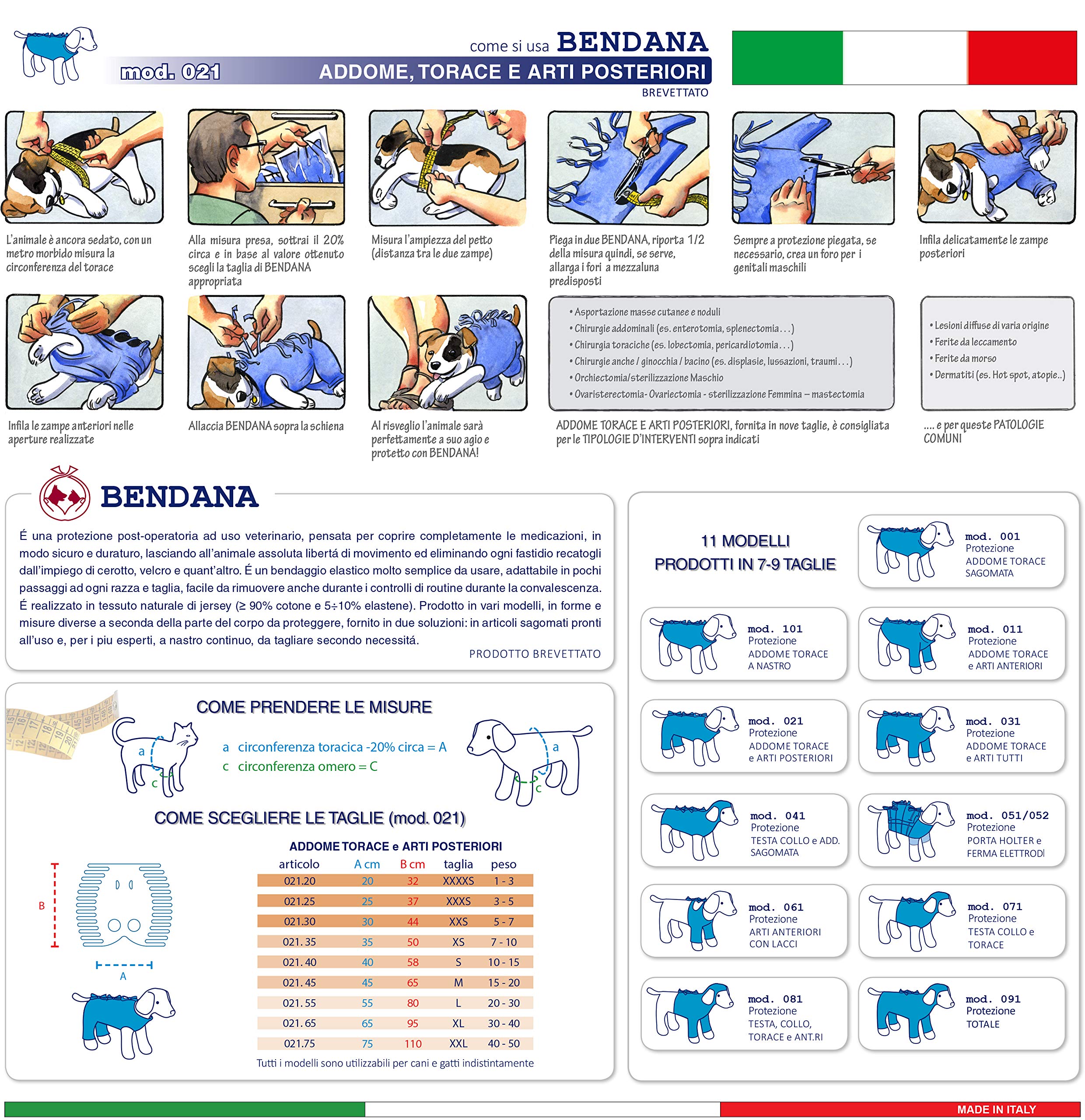 Traje postoperatorio para Perros y Gatos, Protege heridas y Vendajes, Garantiza higiene, Limpieza y Libertad de Movimiento. Modelo 021 - Abdomen, tórax y Miembros posteriores (XL)