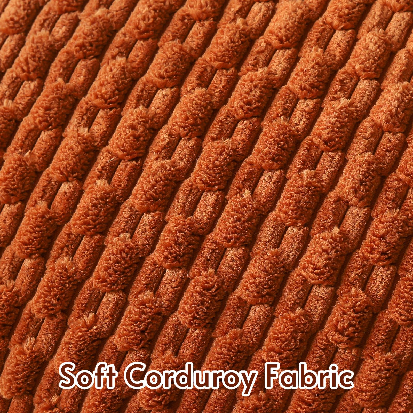 Sungeek Set of 2 Rust Soft Corduroy Decorative Cushion Covers Boho Striped Throw Pillow Covers for Sofa Couch Living Room Patio Farmhouse Home Decor Pillowcases 60x60cm - Image 3