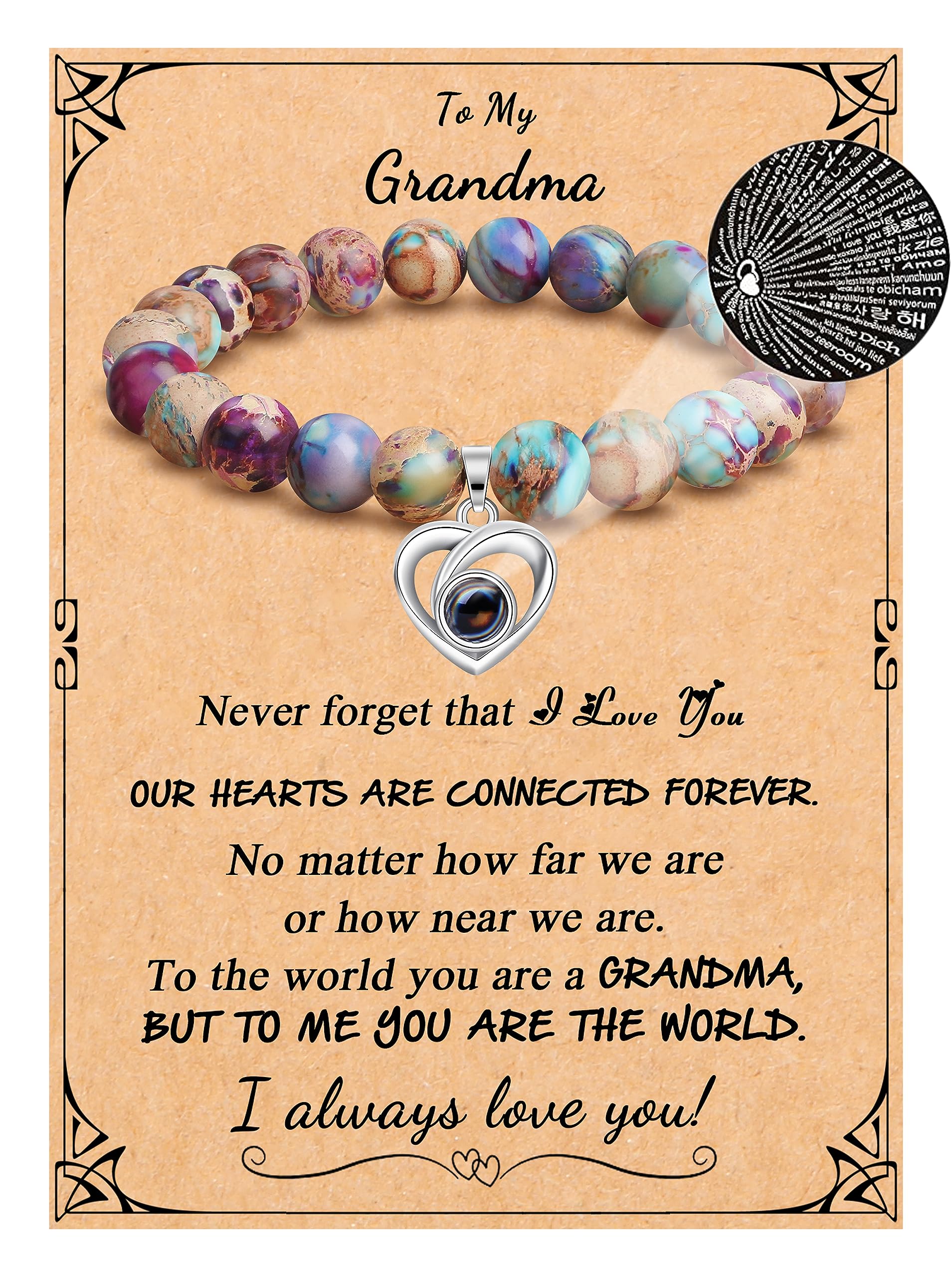 JoycuFF100 Languages I Love You Bracelet Unique Gifts for Daughter Granddaughter Sister Niece Girlfriend Meaningful Beads Chirstmas Anniversary Birthday Women Jewelry