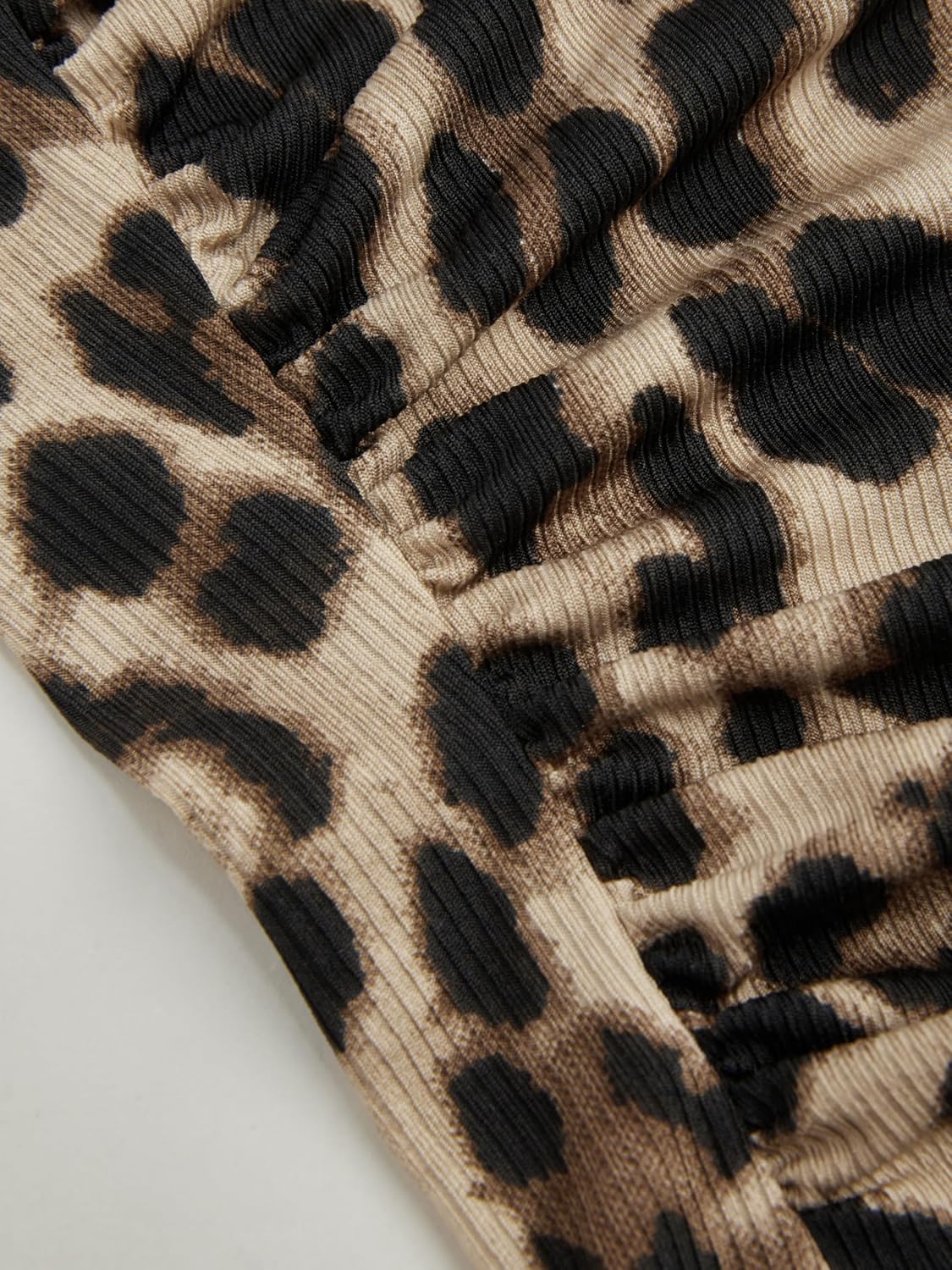 CIDER Leopard Print Tube Top Strapless Ruched Mesh Bandeau Crop Top with Scarf Sleeveless Tank Top - Image 4