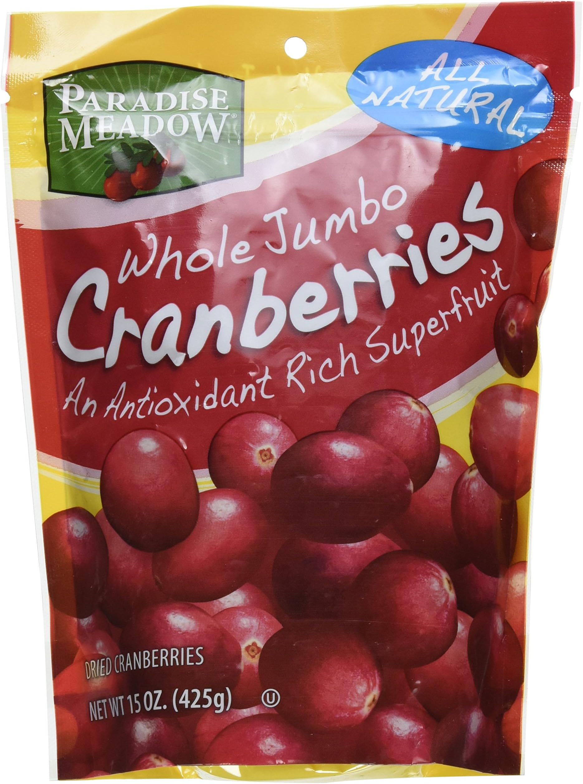 Paradise Meadow Whole Premium Dried Cranberries, 15 Ounce