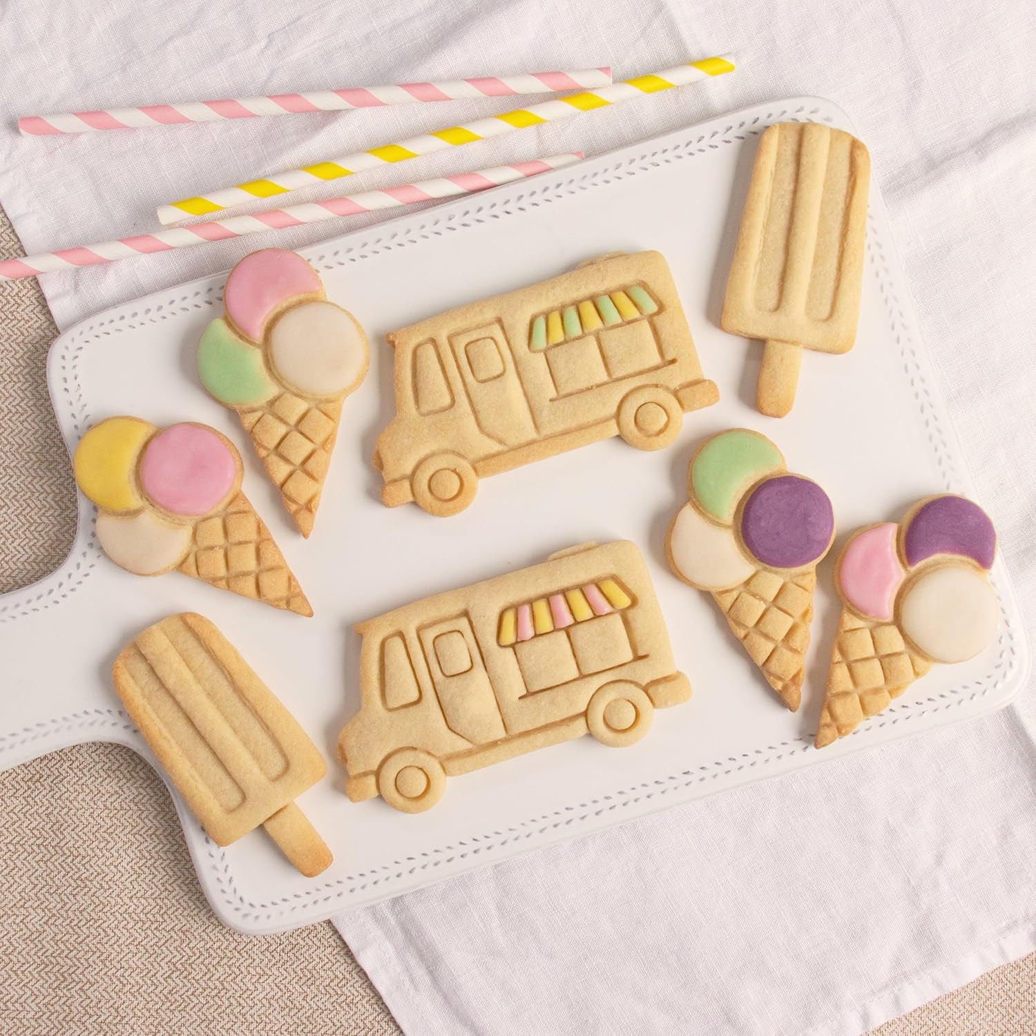 Bakerlogy Ice Cream Themed Cookie Cutters (Ice Cream Truck, Cone, Lolly) - Set of 3 Pieces