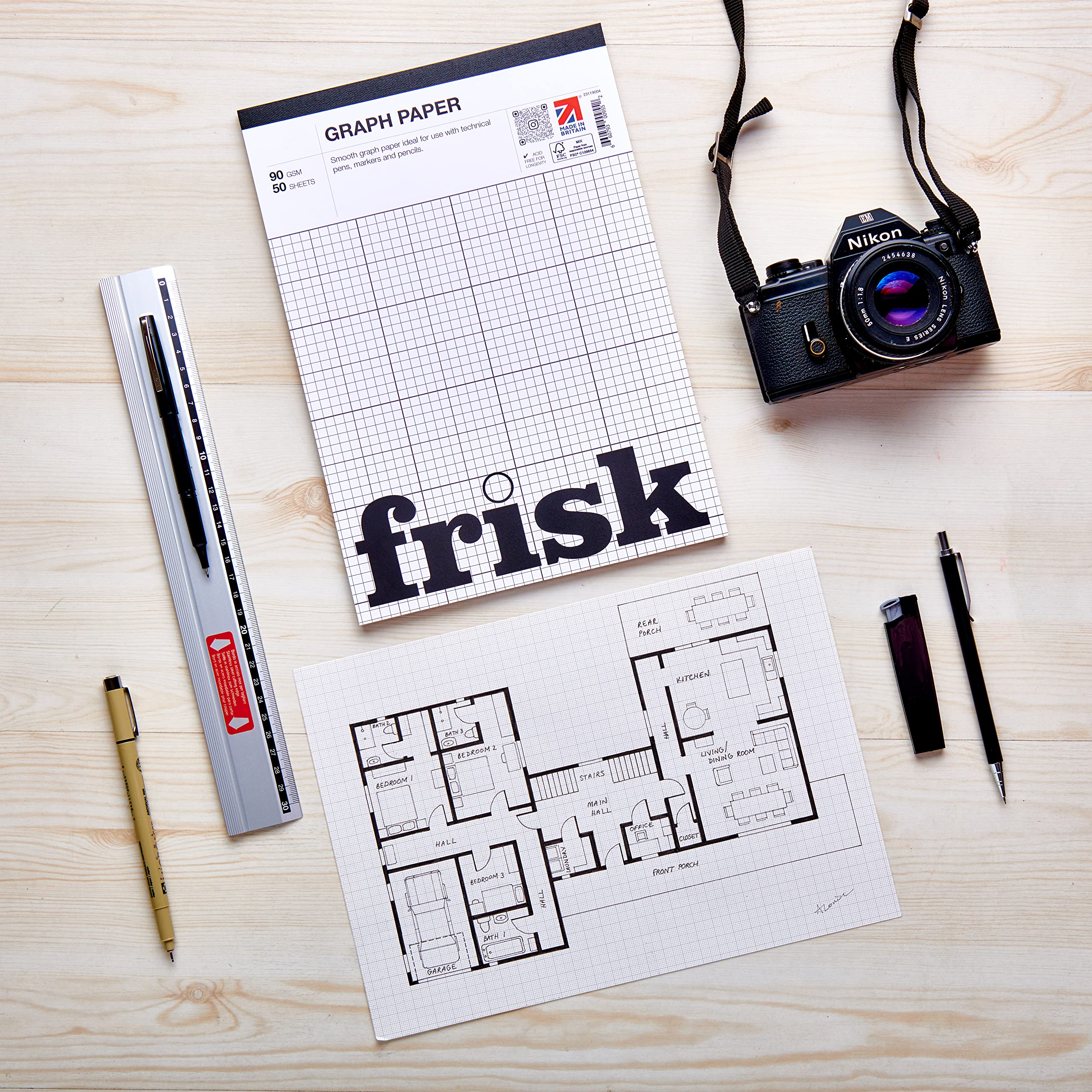 Frisk Bloc Papier Graphique A3 50 Feuilles 90 g/m² Blanc