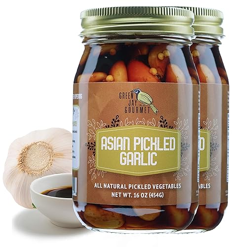 Green Jay Gourmet Dientes de ajo en vinagre en vinagre - Ajo en vinagre asiático  Bulbos de ajo fresco para cocinar  Ingredientes simples y