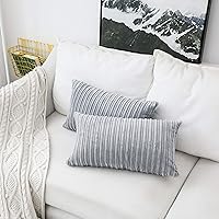 Vista 525 de UGASA - Juego de 2 fundas de almohada de terciopelo a rayas, funda decorativa para cojín con cremallera oculta para el hogar, sofá, dormitorio