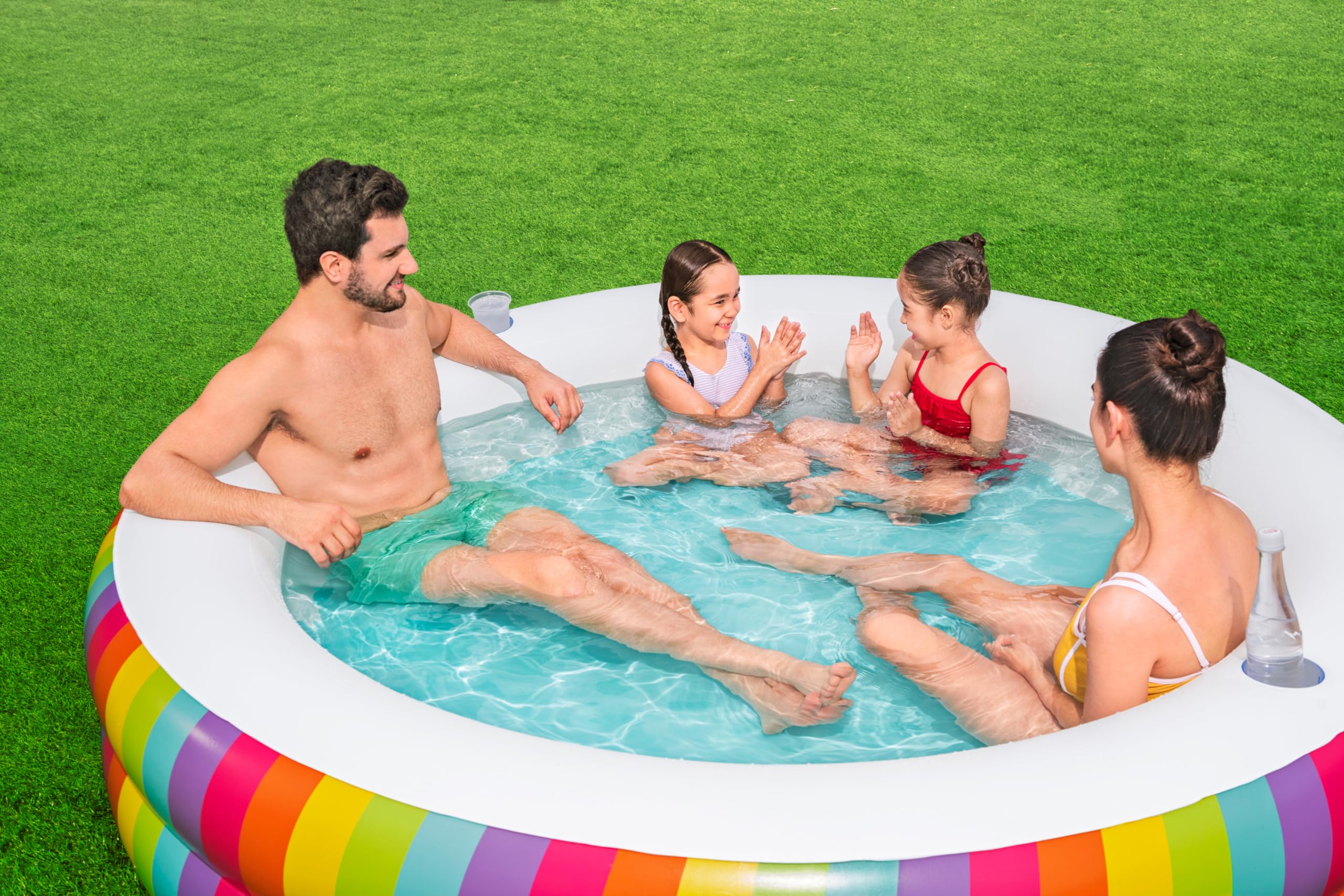 Bestway 54443 Piscina gonfiabile per bambini Rainbow Dreams da 206x206x51 cm