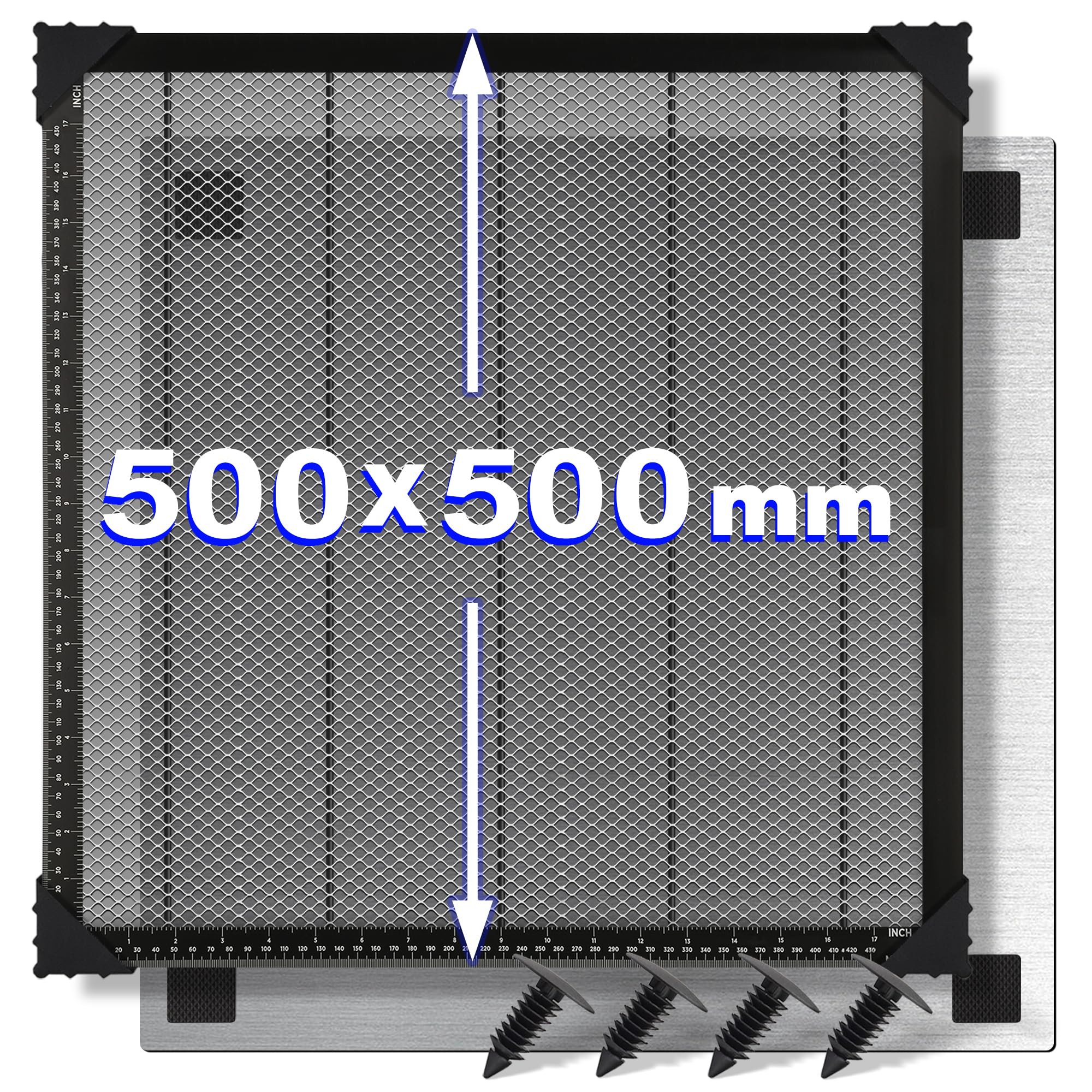 Tavolo da lavoro laser a nido d'ape, 500 x 500 x 22 mm, con piastra in alluminio, compatibile con diverse macchine per incisione