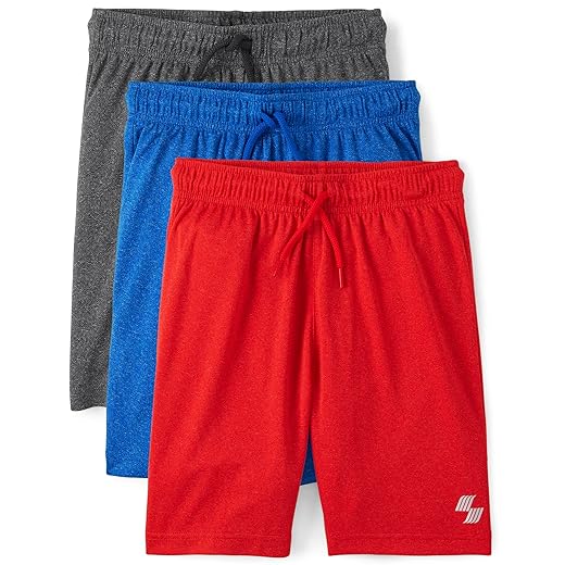 The Children's Place Boys' Athletic Basketball Shorts, 3 Pack, Cupids Arrow