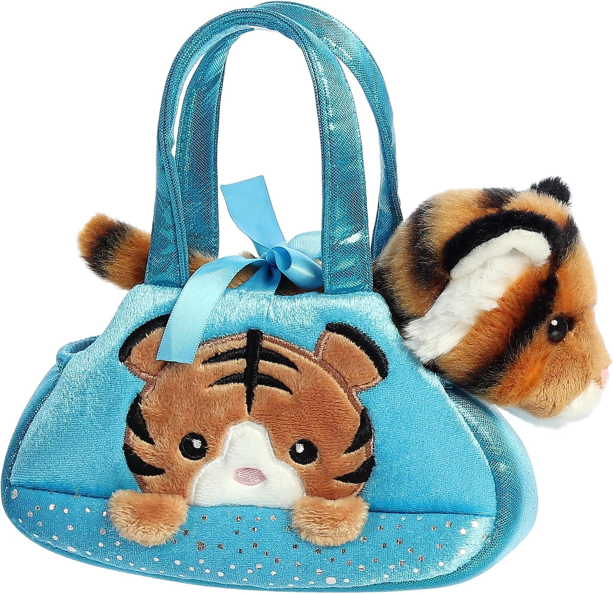 Aurora Fancy Pals 7" Peek-A-Boo Tiger Fashionable Stuffed Animal | Removable plush pets paired with fashion-forward carriers