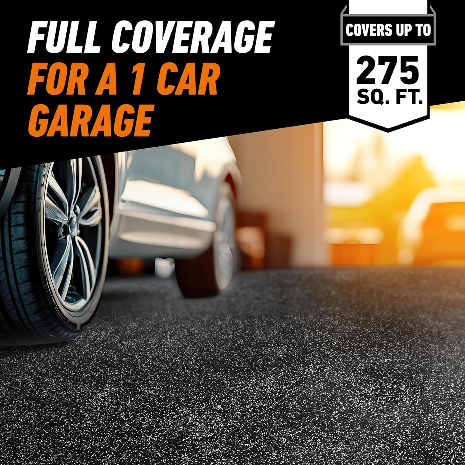 Gorilla Epoxy Garage Floor Coating (7 pc) Kit, 1-Car, Concrete Flooring, 100% Solids, Superior Adhesion, Incredibly Durable High Gloss Black Finish, 275 sq. ft. Coverage