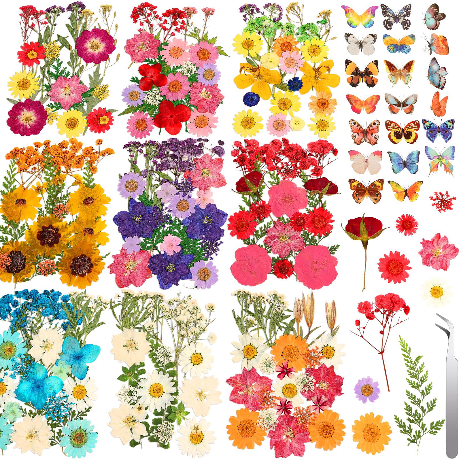 Cruzix 235 Pcs Pressed Dried Flowers Set