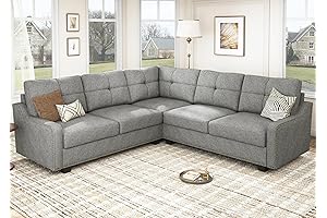 HONBAY Convertible Sectional Sofa: The Perfect Light Grey Sectional for Small Apartments