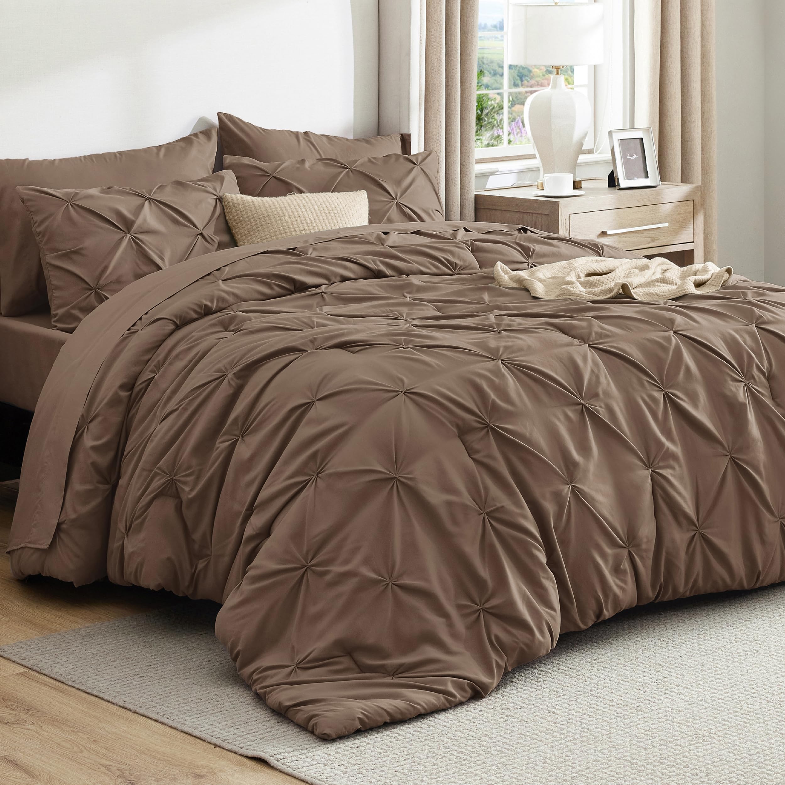 Bedsure Queen Comforter Set Brown
