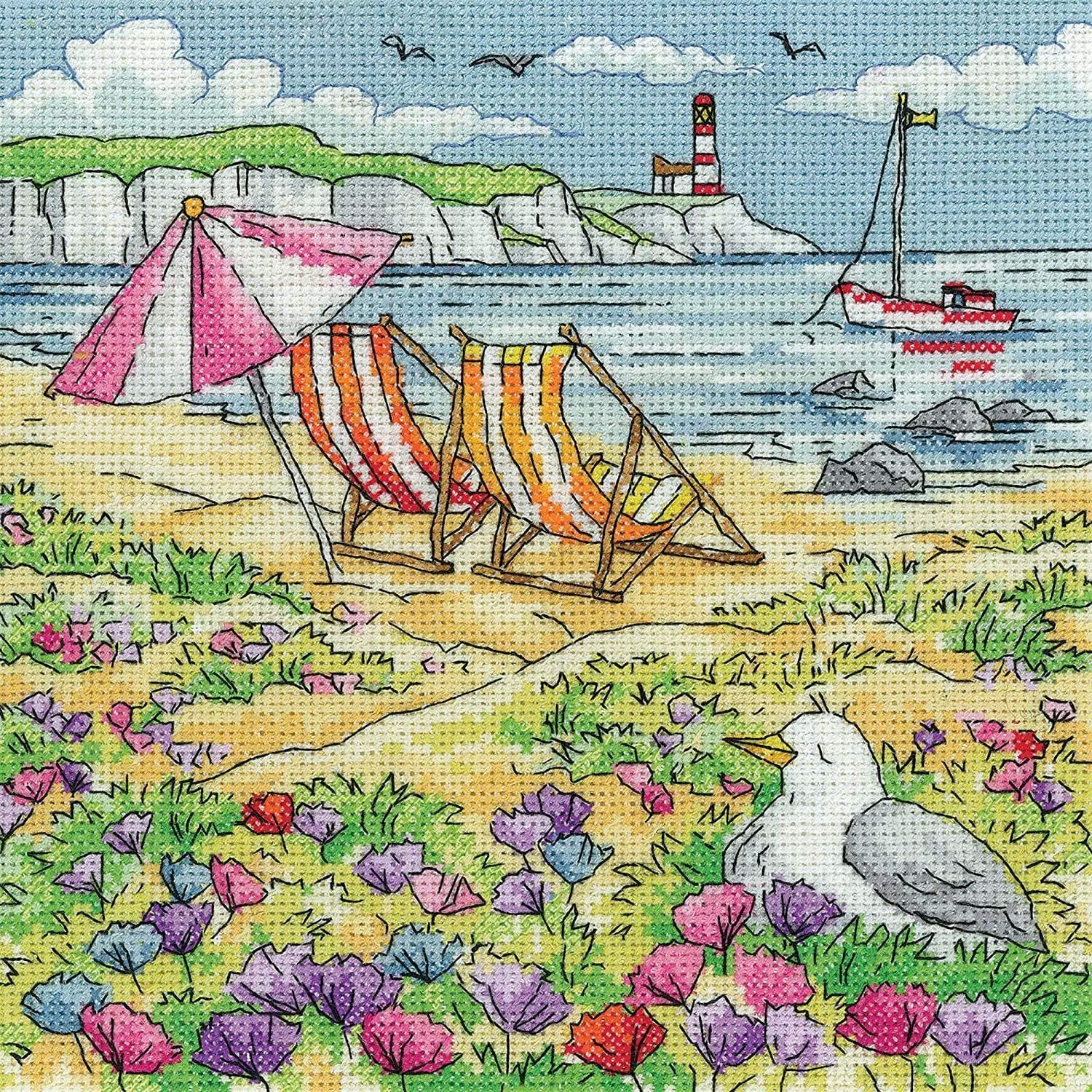 Heritage Counted Cross Stitch kit Aida Summer Shore, BSSU1578-A, 20,5x20,5cm, DIY
