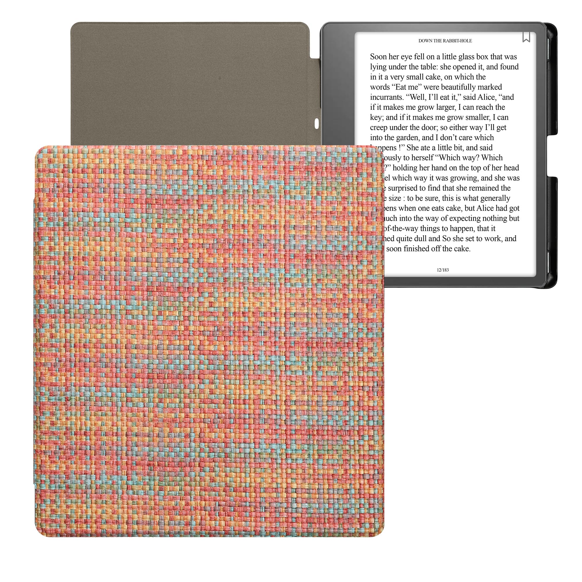 kwmobile Custodia eReader Compatibile con Amazon Kindle Scribe (2022/2024) eReader - Cover eBook PVC con Chiusura Magnetica - Flip Case Effetto Fibra Multicolore