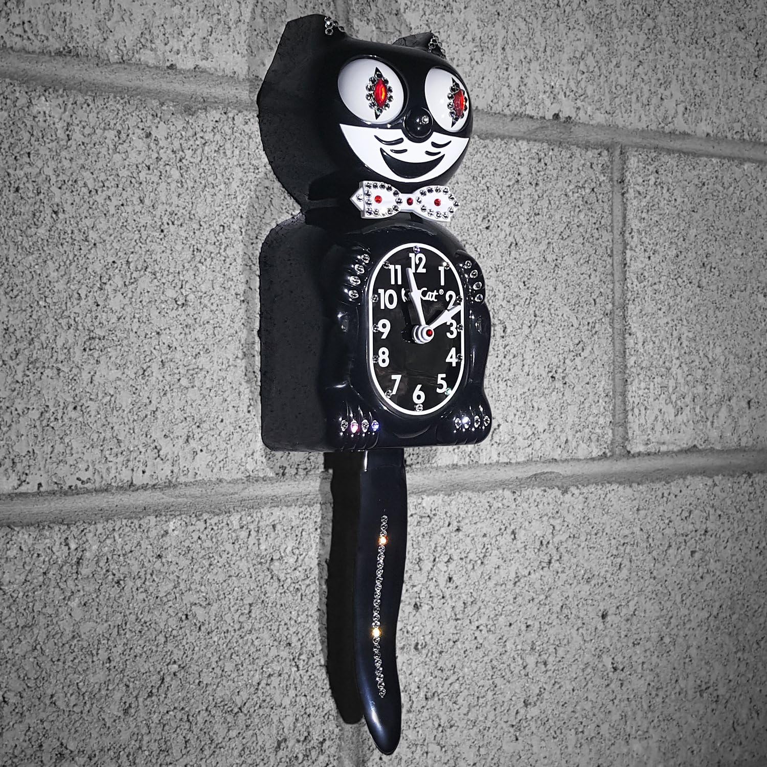 Black Official Kit Cat Clock Jeweled