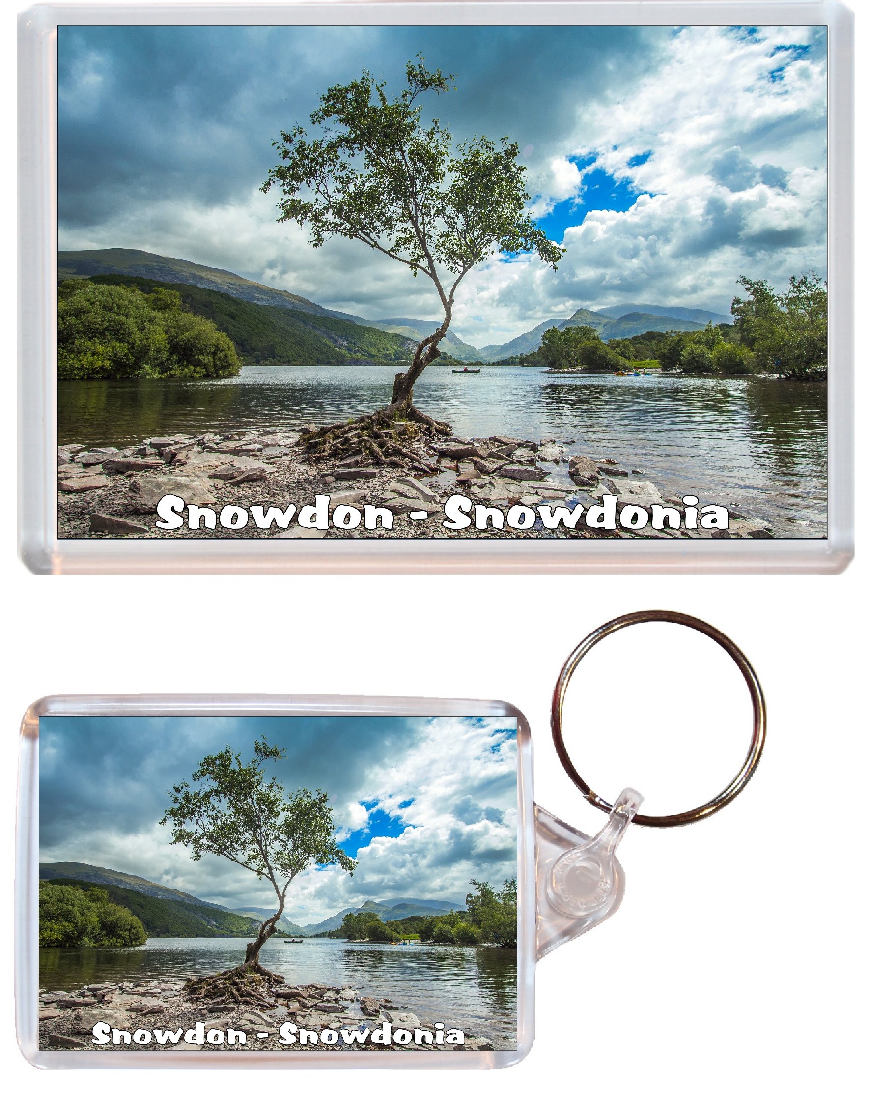 Baked Bean Store Snowdon - Snowdonia - 1 x Jumbo Fridge Magnet & 1 x Double Sided Large Keyring - Present Gift Souvenir Multi