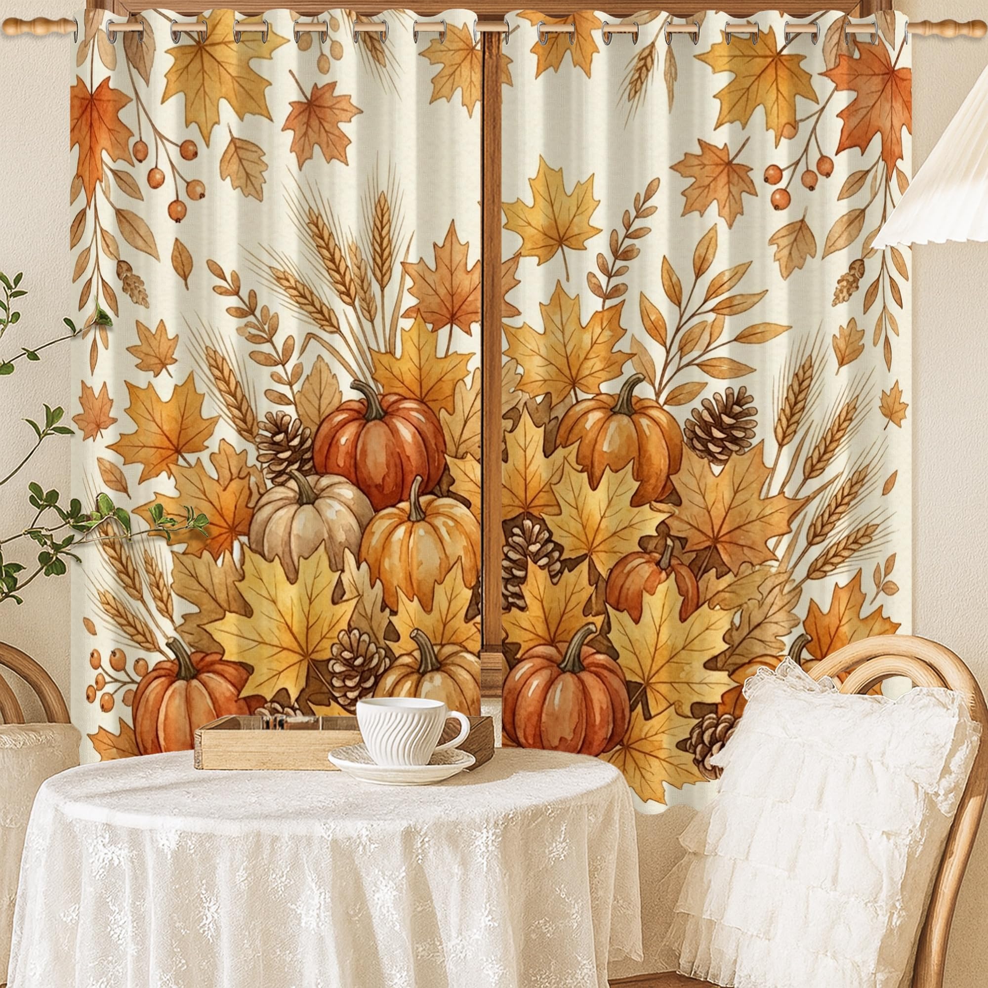Rideaux de chambre traditionnels en tissu lourd occultant motif blé